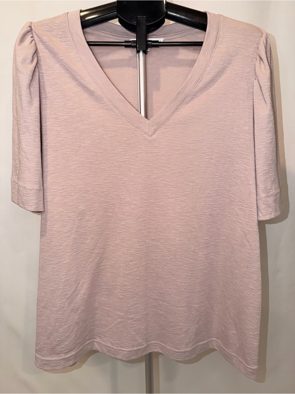 Jane and Delancey Slub Tee with Princess Puff Sleeves Light Pink 1X